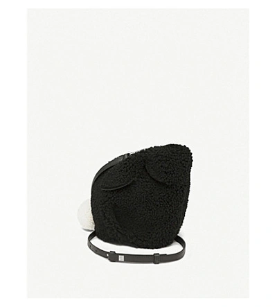 Shop Loewe Bunny Mini Shearling Bag In Black