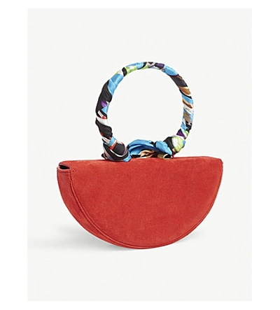 Shop Balenciaga Opera Suede Clutch In Red Multi