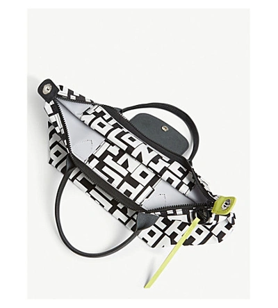 Shop Longchamp Le Pliage Canvas Shoulder Bag In Black/white