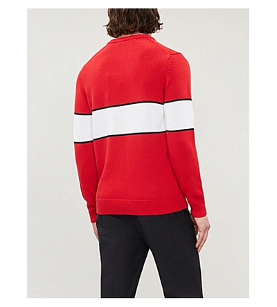 Shop Givenchy Logo-intarsia Cotton-knit Jumper In Red/white