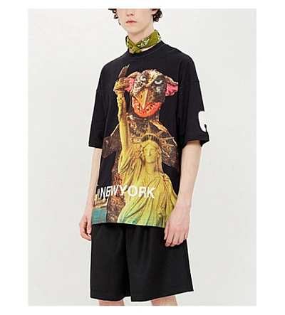 Shop Undercover Monster City-print Cotton-jersey T-shirt In Black