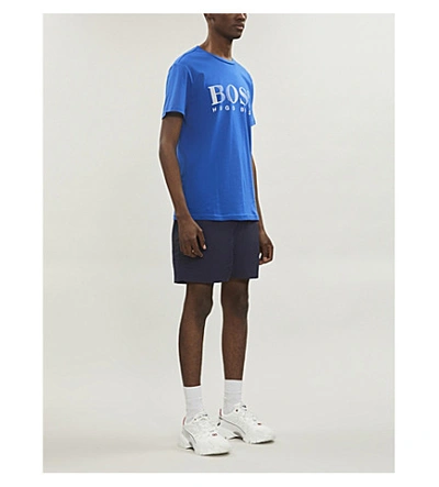 Shop Hugo Boss Logo-print Cotton-jersey T-shirt In Bright Blue