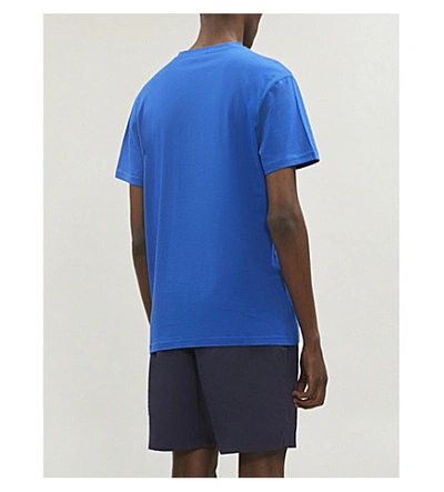 Shop Hugo Boss Logo-print Cotton-jersey T-shirt In Bright Blue