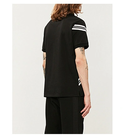 Shop Neil Barrett Contrast-stripe Cotton-piqué Polo-shirt In Black White