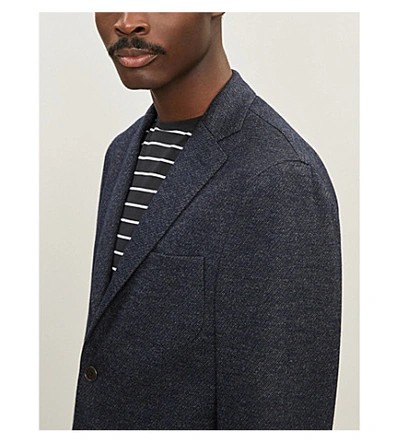 Shop Slowear Wool And Cotton-blend Jacket In Blu Scuro