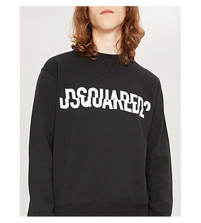 Shop Dsquared2 Sliced Logo-print Cotton-jersey Sweatshirt In Black