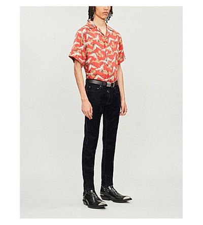 Shop Amiri Graphic-print Relaxed-fit Silk Shirt In Scarlet
