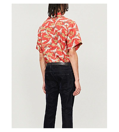 Shop Amiri Graphic-print Relaxed-fit Silk Shirt In Scarlet