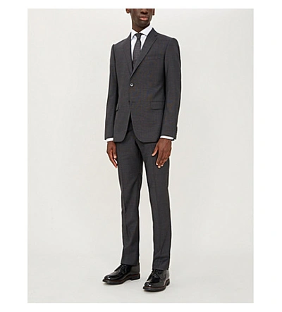 Shop Canali Checked Regular-fit Cotton Shirt In Grey