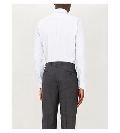 Shop Canali Checked Regular-fit Cotton Shirt In Grey
