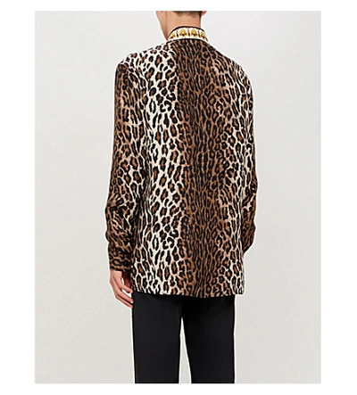 Shop Versace Regular-fit Leopard-print Silk-twill Shirt In Leopardo
