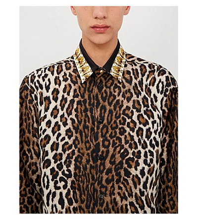 Shop Versace Regular-fit Leopard-print Silk-twill Shirt In Leopardo