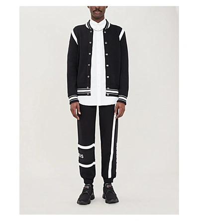 Shop Givenchy Logo-embroidered Cotton-jersey Tracksuit Bottoms In Black/white