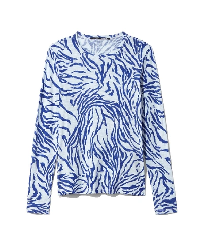 Shop Proenza Schouler Long Sleeve Tissue Jersey T-shirt In Pale Blue/cobalt Animal