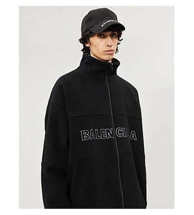 Shop Balenciaga Logo-embroidered Padded Wool Jacket In Black