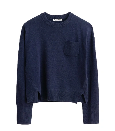 Shop Alex Mill Cropped Pocket Sweater In Navy