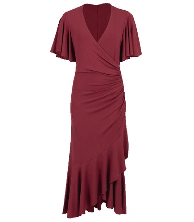 Shop Michael Kors Stretch Mj Ruffle Wrap Dress In Burgundy