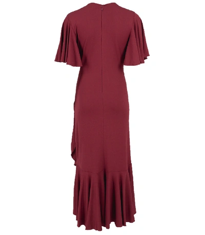 Shop Michael Kors Stretch Mj Ruffle Wrap Dress In Burgundy