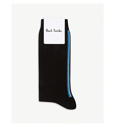 Shop Paul Smith Artist Stripe Cotton-blend Socks In Black