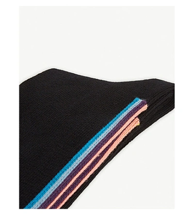 Shop Paul Smith Artist Stripe Cotton-blend Socks In Black