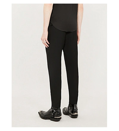 Shop Dsquared2 Rubber Patch Mid-rise Straight-leg Wool-blend Trousers In Black
