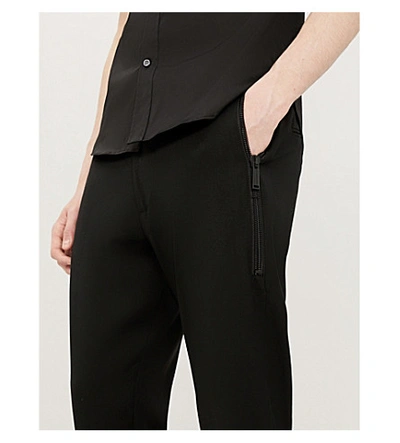 Shop Dsquared2 Rubber Patch Mid-rise Straight-leg Wool-blend Trousers In Black