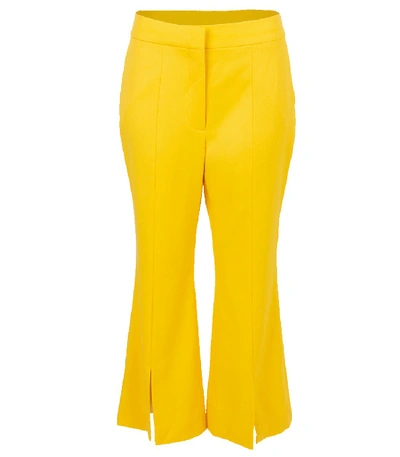 Shop Adam Lippes Wool Bell Crop Pant W/slit In Canary