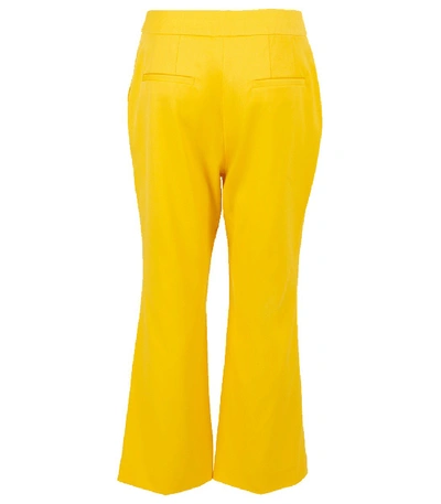 Shop Adam Lippes Wool Bell Crop Pant W/slit In Canary