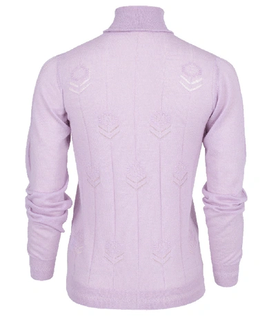 Shop Adam Lippes Cash Turtleneck  W/flowers In Lilac