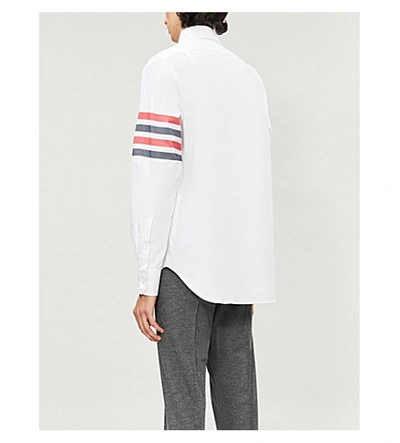 Shop Thom Browne Striped-trim Regular-fit Cotton-twill Shirt In White