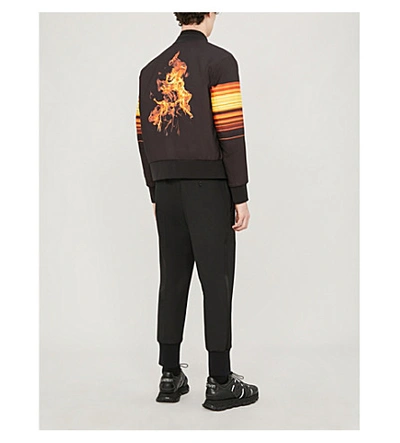 Shop Neil Barrett Flame-print Shell Bomber Jacket In Black