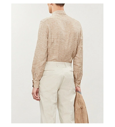 Shop Corneliani Regular-fit Linen Shirt In Camel