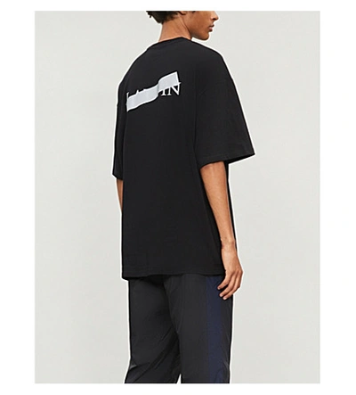 Shop Lanvin Logo-print Oversized Cotton-jersey T-shirt In Black