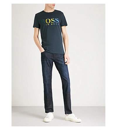 Shop Hugo Boss Regular-fit Straight Jeans In Navy