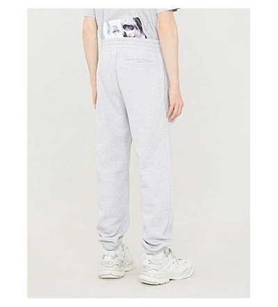 Shop Palm Angels Brotherhood Logo-patch Cotton-jersey Jogging Bottoms In Grey