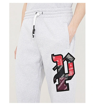 Shop Palm Angels Brotherhood Logo-patch Cotton-jersey Jogging Bottoms In Grey