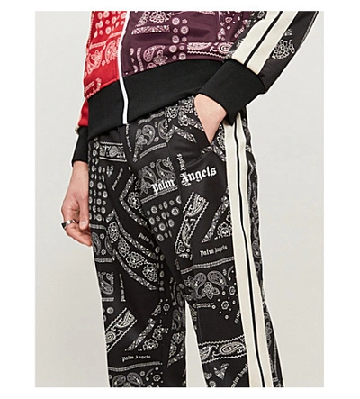 Shop Palm Angels Bandana-print Jersey Jogging Bottoms In Black White