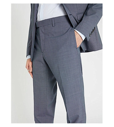 Shop The Kooples Satin-panel Slim-fit Wool Straight-leg Trousers In Blu01