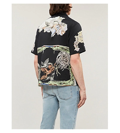 Shop Givenchy Graphic-print Relaxed-fit Cotton Shirt In Black