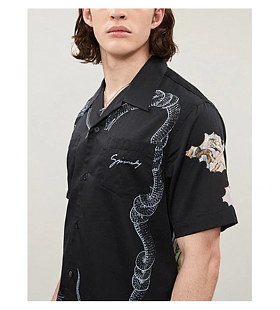 Shop Givenchy Graphic-print Relaxed-fit Cotton Shirt In Black