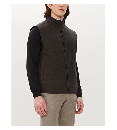 Shop Corneliani Reversible Wool And Shell Gilet In Grey