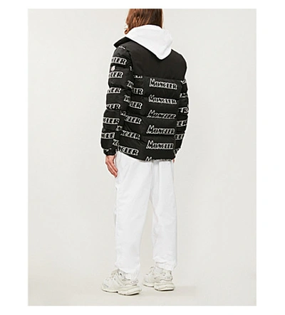 Shop Moncler Faiveley High-neck Brand-print Nylon Jacket In Black Print