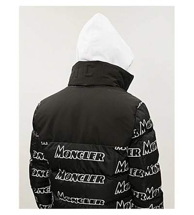 Shop Moncler Faiveley High-neck Brand-print Nylon Jacket In Black Print