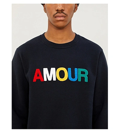 Sandro Amour Cotton-jersey Sweatshirt In Navy Blue | ModeSens