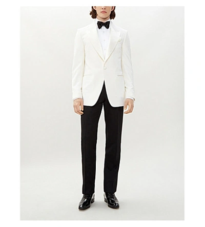 Shop Tom Ford Shelton-fit Wool And Mohair-blend Tuxedo Jacket In White