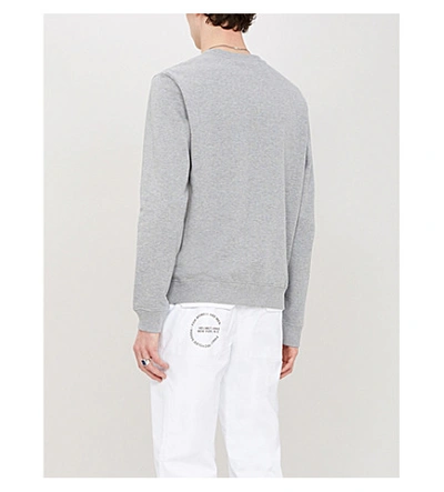 Shop Versace Branded Crewneck Cotton-jersey Sweatshirt In Grigio Chiaro