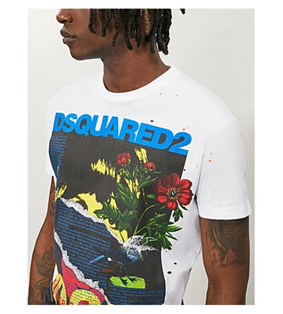 Shop Dsquared2 Graphic And Distressed Logo-print Cotton Shirt In White