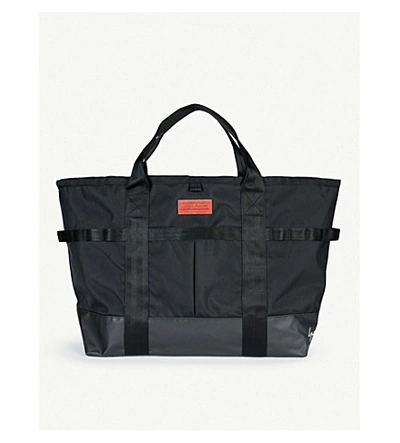 Shop Yohji Yamamoto Logo Embroidered Nylon Tote Bag In Black