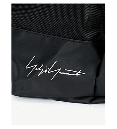 Shop Yohji Yamamoto Logo Embroidered Nylon Tote Bag In Black