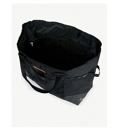 Shop Yohji Yamamoto Logo Embroidered Nylon Tote Bag In Black